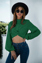 Design Twisted Lantern Sleeve Crop Top